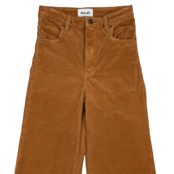 Rollas Eastcoast Flare Pant 26 Tan Corduroy High Rise Zip Fly Bohemian Fall - Picture 6 of 12